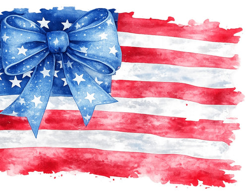 4th of July Bow and Flag