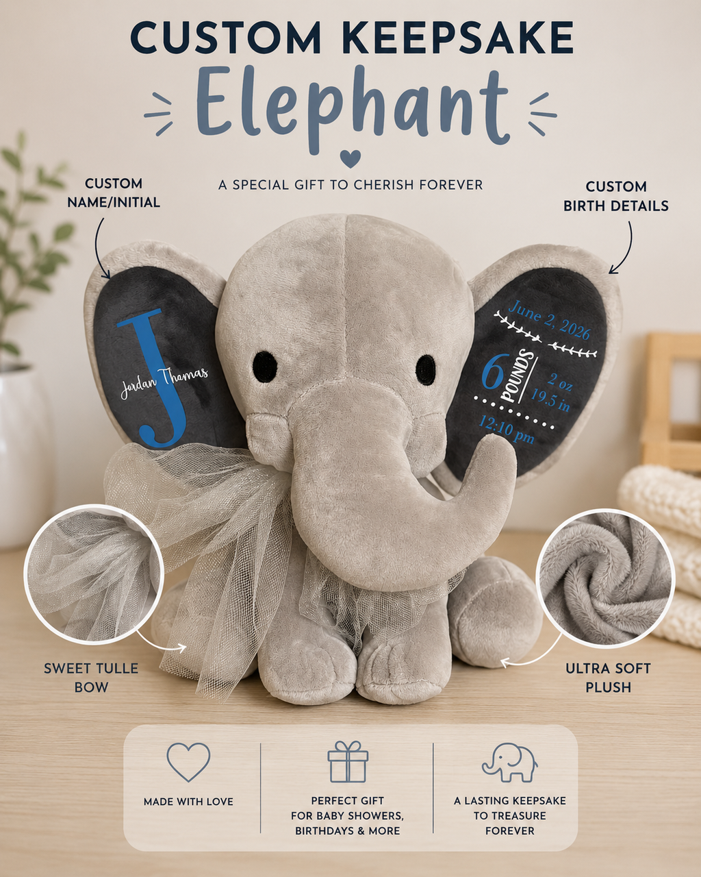 Custom Elephant for Baby Boy