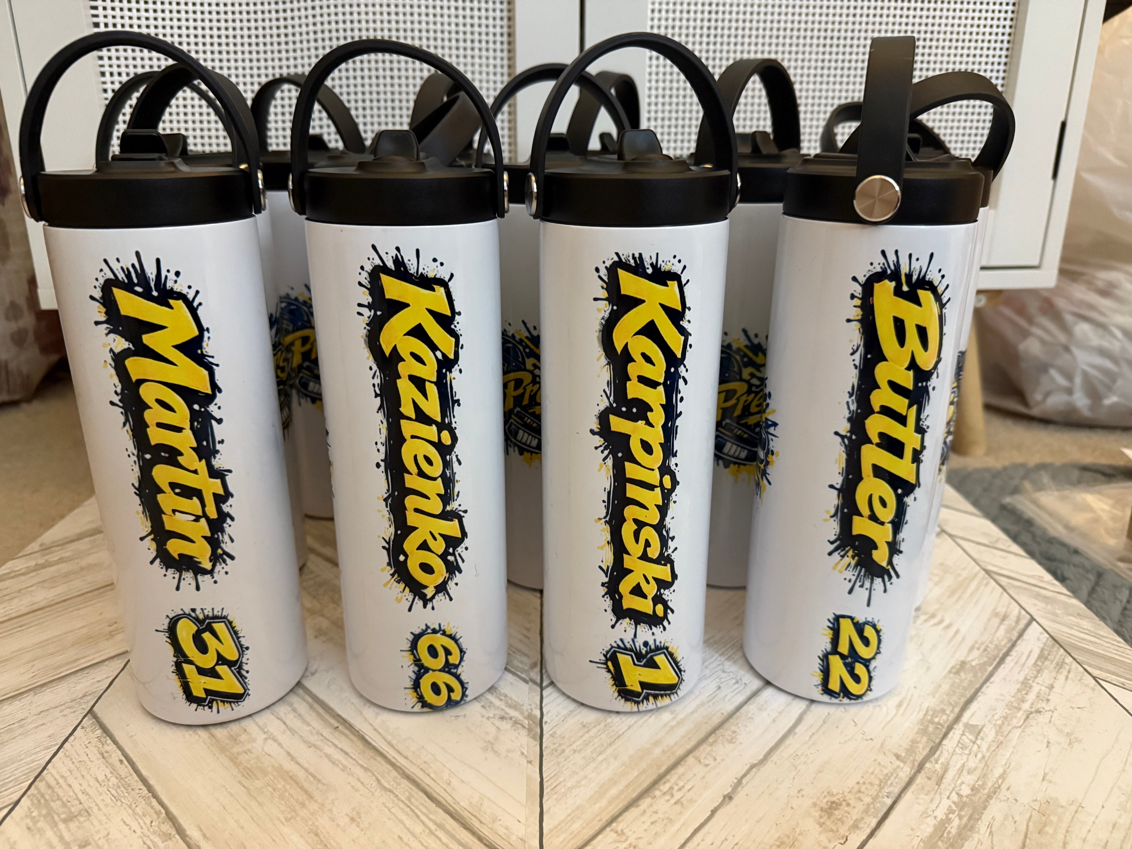 Custom Water Bottles with design and name/number- Message me for team discounts!