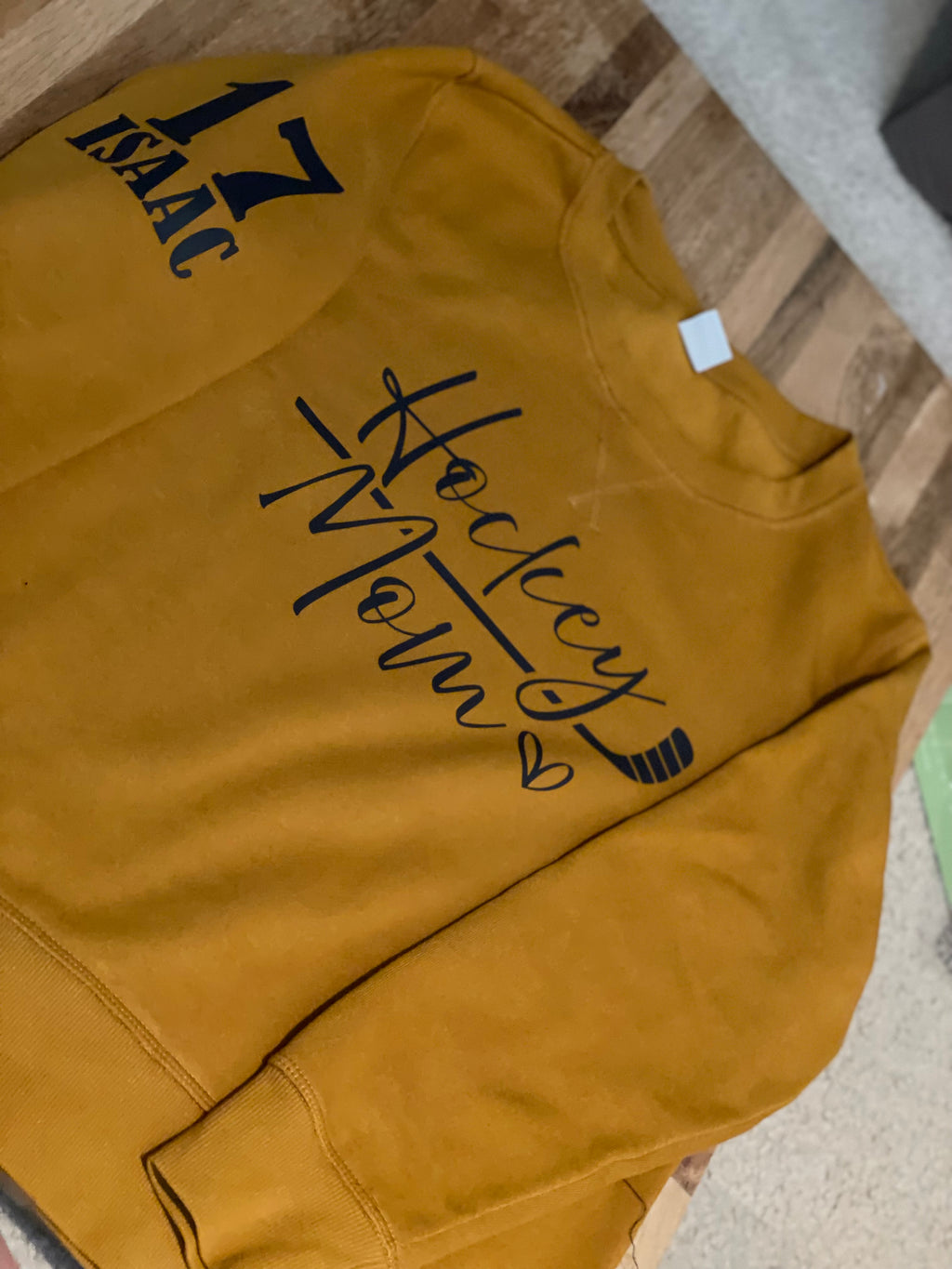 Hockey Mom with Stick and Heart Crewneck