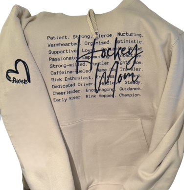 Custom Hockey Mom Hoodie – Personalized Heart Sleeve Sweatshirt