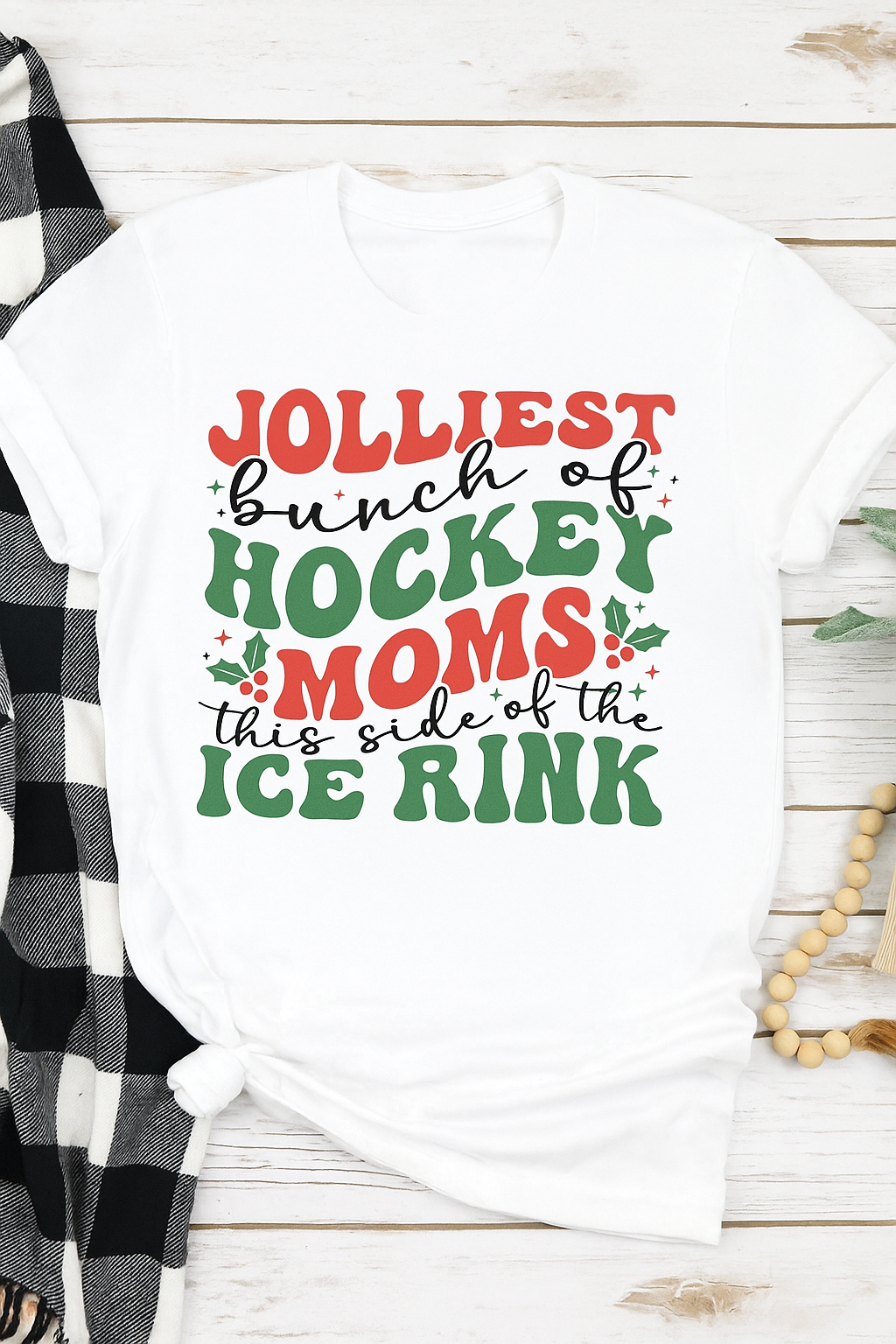 Jolliest Bunch of Hockey Moms Tee – Holiday Hockey Spirit Shirt 🎄