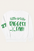 Green & White Little Sister Biggest Fan Sweatshirt – Cozy Hockey Spirit Hoodie